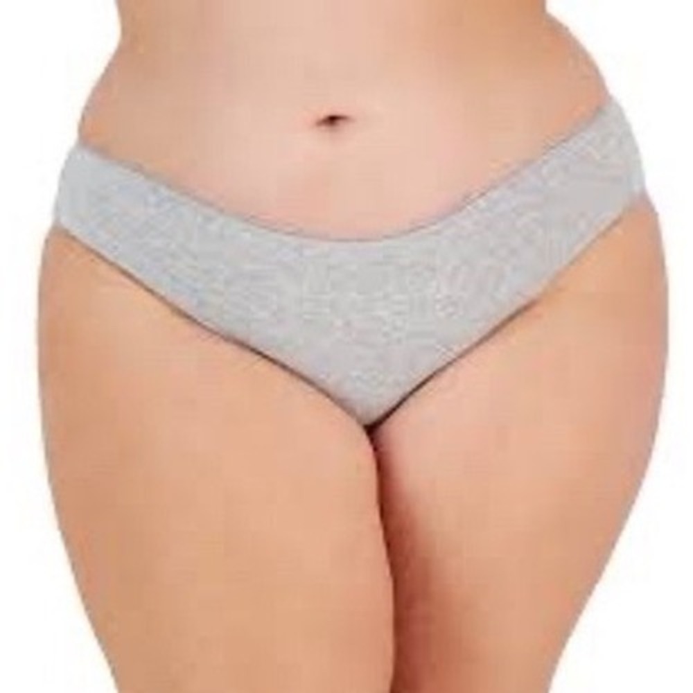 NWT Charter Club Intimates 1X Heather Grey Cotton Picot Trim Brief Panty Plus